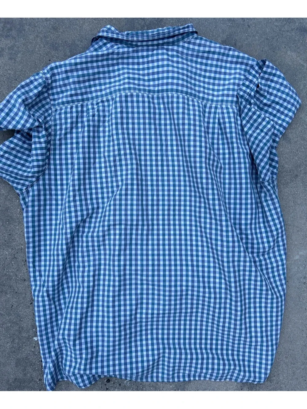 The North Face Men Plaid Short Sleeve Zipped Pocket Button-Up Shirt Blue Size XL